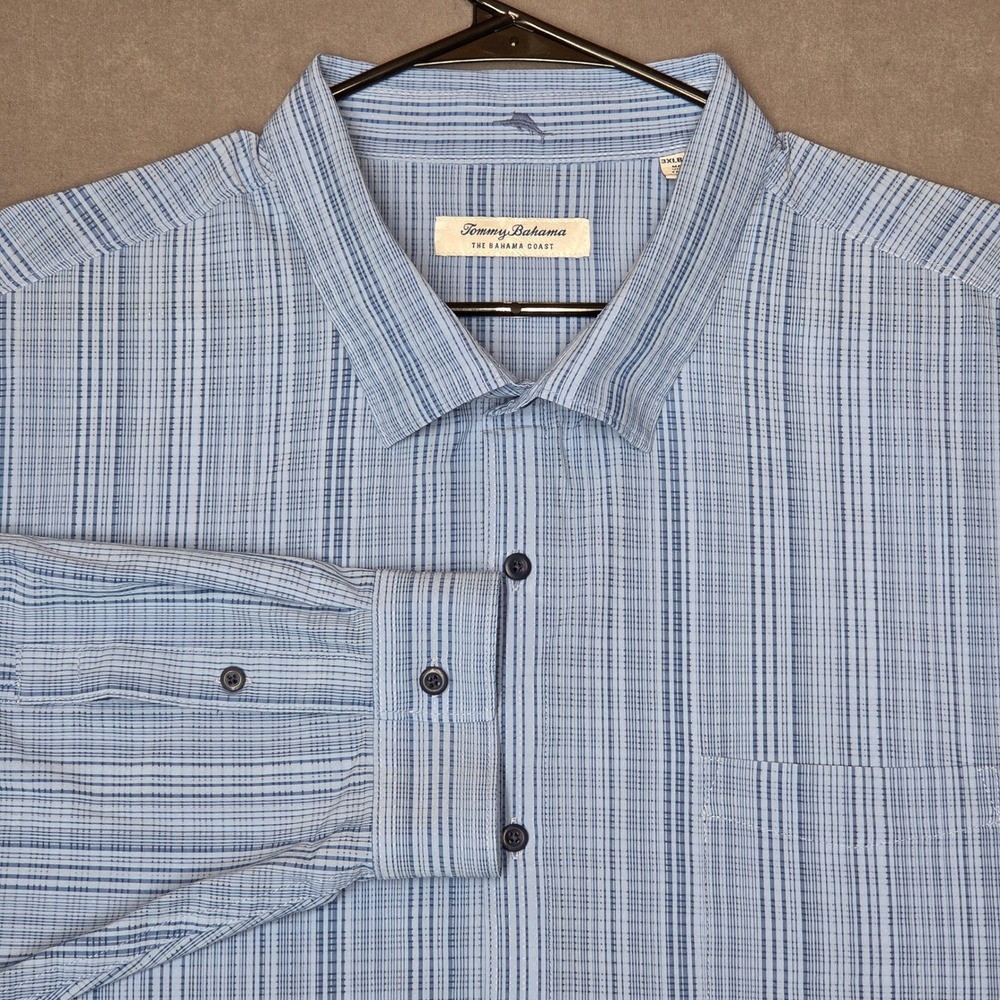 Tommy Bahama IslandZone Shirt Mens 3XLB Bahama Coast Sandbar Stripe Blue L/S